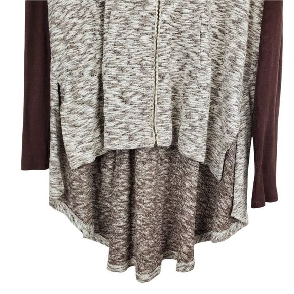 White Crow Oversized Hooded Zip Up Sweater Hi Low Womens XS Boho Chic Side Slits - Picture 2 of 7
